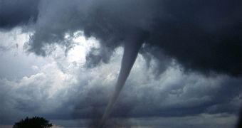 A tornado near Anadarko, Oklahoma; experts indicate that human-made pollution could create appropriate conditions for storms and tornadoes