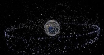 This image shows some of the known pieces of space junk surrounding Earth
