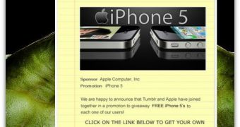 Fake iPhone 5 giveaway advertisement