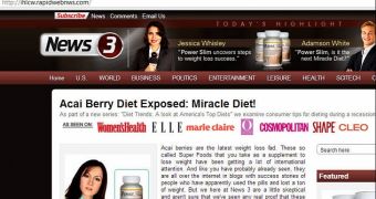 Bogus website advertising miracle diet