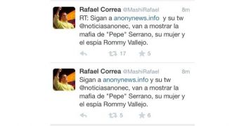 Twitter account of Ecuador President Rafael Correa hijacked by Anonymous hackers