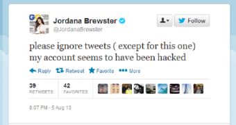 Jordana Brewster's Twitter account hacked