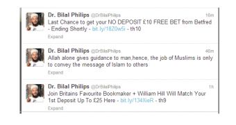 Twitter account of Dr. Bilal Philips hacked