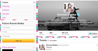 Twitter account of Ronnie Radke possibly hacked