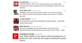 Twitter accounts hijacked by diet spammers