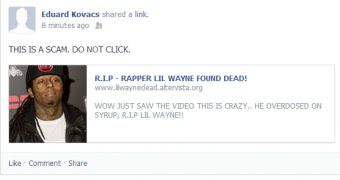Lil Wayne death scam on Facebook