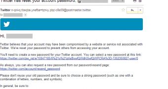 Twitter sends out password reset notifications