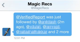 @MagicRecs recommends one of the bogus Twitter accounts