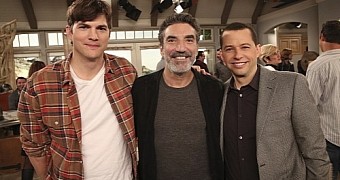 Ashton Kutcher, Chuck Lorre and Jon Cryer