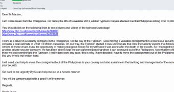 Typhoon Haiyan scam email
