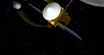 This is a rendition of OSIRIS-REx approaching asteroid 1999 RQ36