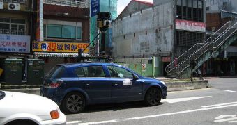 A Google Street View car taking pictures in Taiper