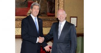 US Secretary of State John Kerry and UK Foreign Secretary William Hague – the UK and the US are friends, but they would never work together on something like PRISM, or so they say