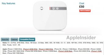 Vodafone signal booster marketing page lists iPhone 5 as compatible with the hardware
