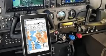 iPad in airplane cockpit