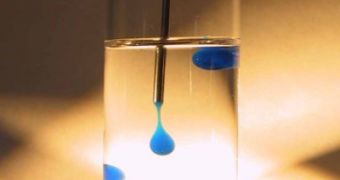 Blue ionic liquid in mineral oil