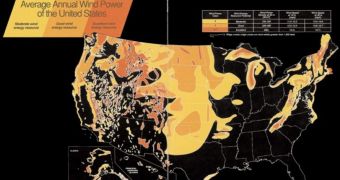 A map of wind intensities in the United States