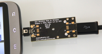USB Condom connected to mobile device