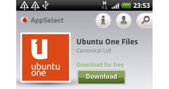 Ubuntu One Files app on Vodafone AppSelect store