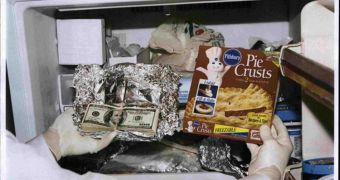 Bribe cash found in a freezer at the Washington, D.C. home of Congressman William J. Jefferson of Louisiana