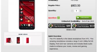 HTC Butterfly on pre-order in the US