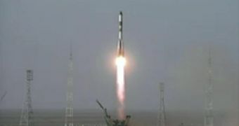 This is the Progress 44 spacecraft, seen here taking off on August 24 from the Baikonur Cosmodrome, in Kazakhstan