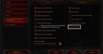 The Elective Mode in the options menu