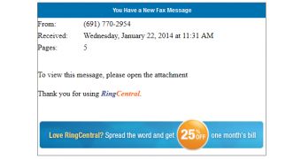 Fake RingCentral fax notifications