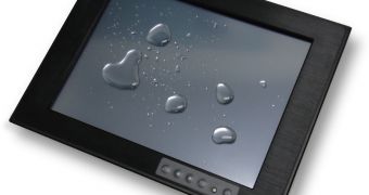 VIA VID-2212 touch screen display, shown with IP65 water resistance