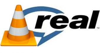 VLC Player icon alongside the RealNetworks company logo (mockup)