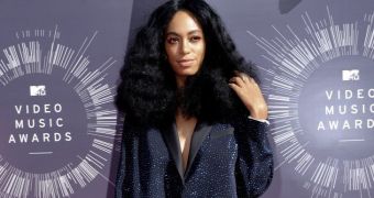 Solange Knowles alone on the red carpet at the MTV VMAs 2014