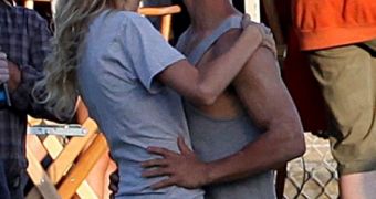 Taylor Swift and Taylor Lautner sharing a kissing in the recent romcom “Valentine’s Day”