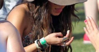 Vanessa Hudgens with mysterious white substance (white chocolate) on her finger at Coachella