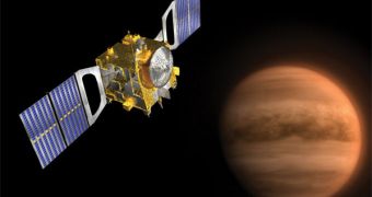 Artist's rendition of the Venus Express spacecraft in orbit