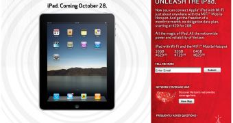 Verizon launches iPad on October 28th