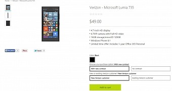 Verizon Lumia 735 at Microsoft Store