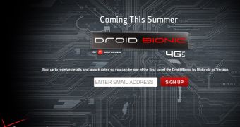 DROID Bionic on coming soon page at Verizon