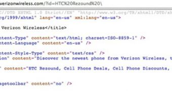 HTC Rezound on Verizon's website