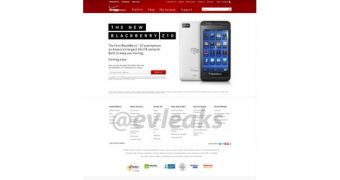 BlackBerry Z10 "Coming Soon" page