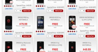 Verizon cuts price tags of DROID devices by $100