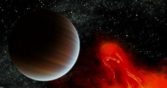An artist's rendition of the newly-discovered young exoplanet BD+20 1790b