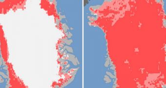 Greenland's ice sheets suffered tremendous ice loss rates in July, 2012