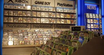 A retail display of video games at a department store in Geneva, Switzerland.