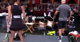 Viral of the Day: Sir Elton John Spectacularly Falls Out of His Chair at Charity Tennis Match