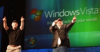 Microsoft employee Don Lionetti tries out an early version of Windows Vista, the next-generation operating system. Atlanta, July 22, 2005.