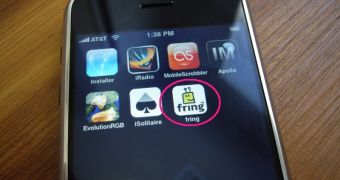 The fring icon within the iPhone's menu