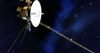 Rendition of Voyager moving through interstellar space