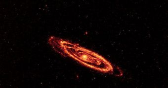 Infrared WISE image of the dust in the Andromeda galaxy