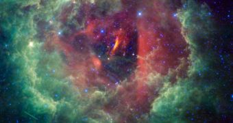 A new image taken by WISE shows the Rosette nebula located within the constellation Unicorn