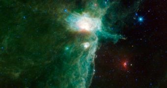 This is a new photo released by the WISE Collaboration, showing the Flame nebula